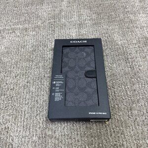 Coach Folio Phone Case Black iPhone 15 Pro Max New
